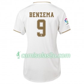 Camisolas de Futebol Real Madrid Karim Benzema 9 Mulher Equipamento Principal 2019/20 Manga Curta